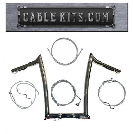 PreWired Chrome Meathook Ape Hanger ABS Handlebar Kit 14 for